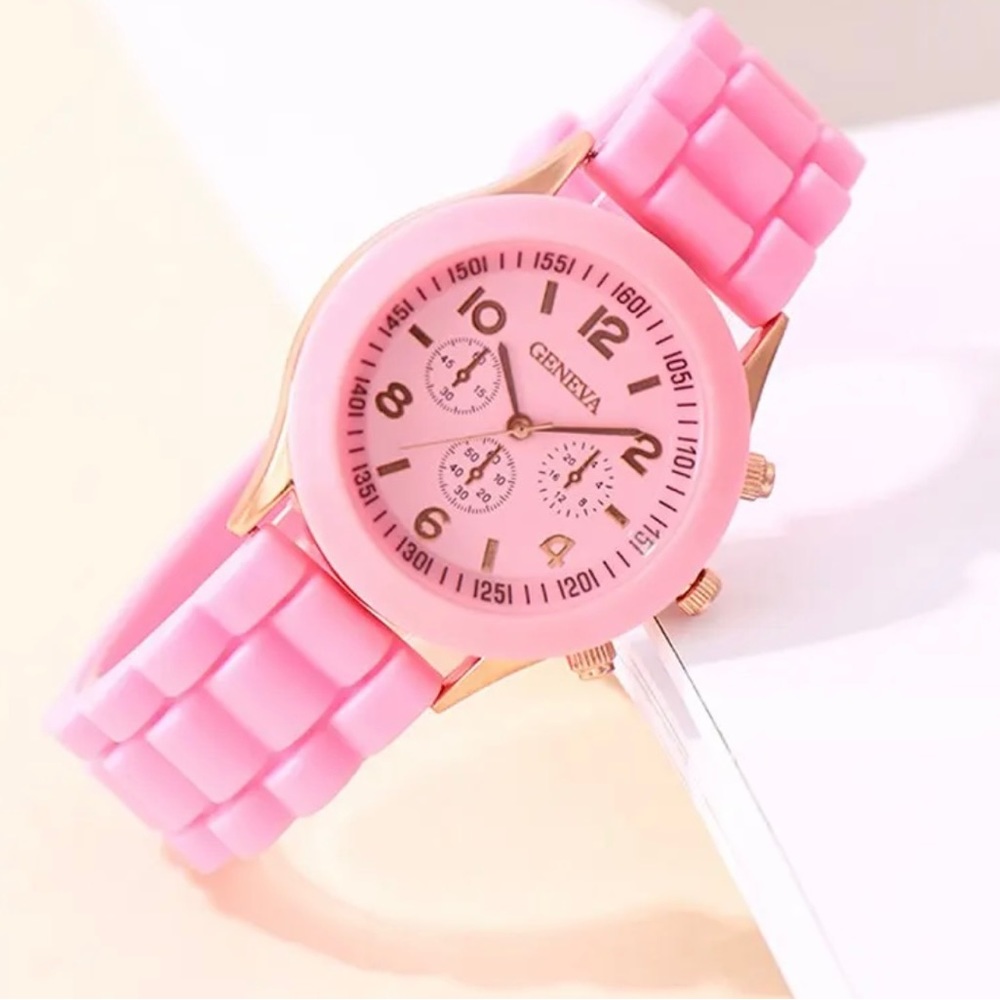 Fashion Women Quartz Watch Pink Silicone Jelly - Picture 5 of 5